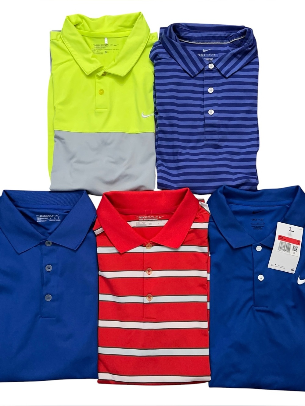 Lot of 5 Nike Golf Polo Shirt Mens Size L Short Sleeve 1 New 4 Used